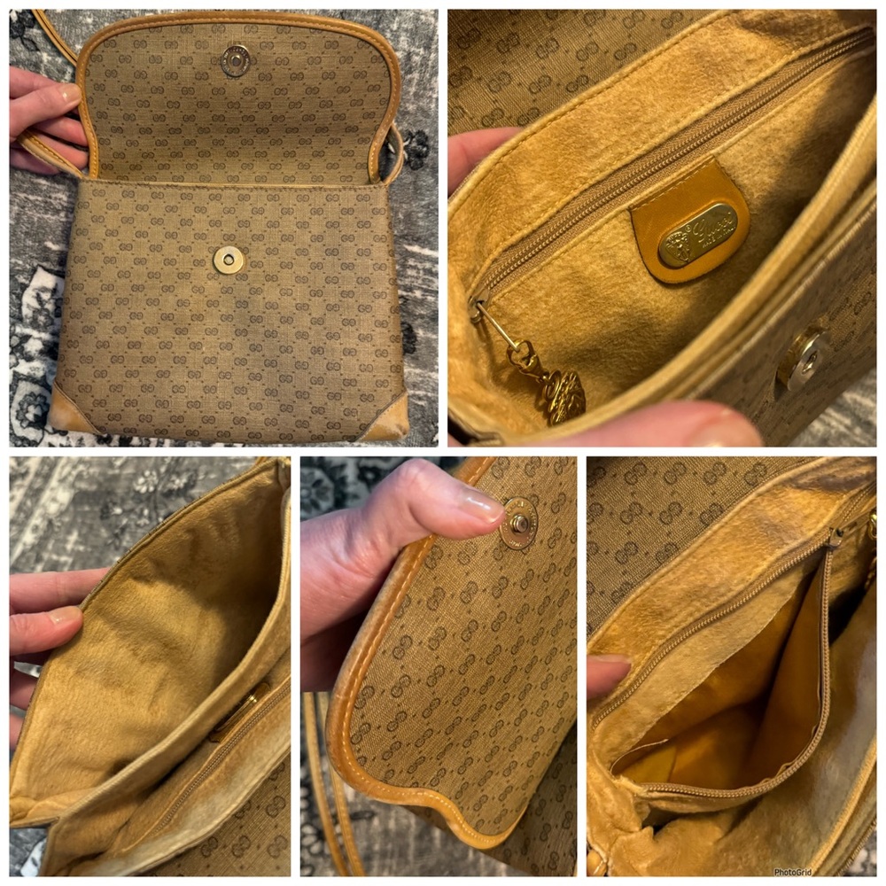 Gucci AUTHENTIC Vintage Tan Micro GG Monogram Small Crossbody Bag Purse - Picture 12 of 16
